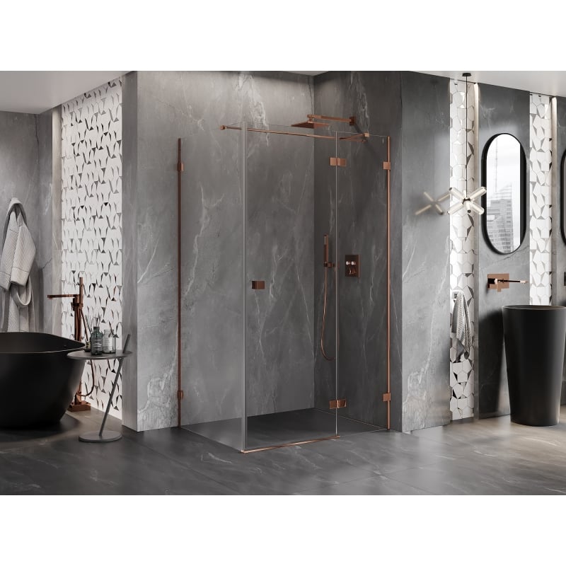 Mexen Lunar T swing shower cabin right 85 x 110 cm, transparent, pink gold - 834T-085-110-60-00-P