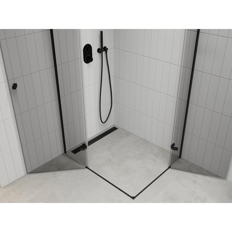 Mexen Roma Duo swing shower cabin 80 x 70 cm, transparent, black - 854-080-070-70-00-02