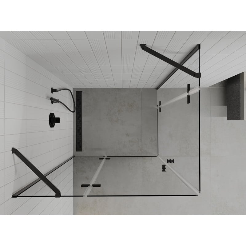 Mexen Roma Duo swing shower cabin 80 x 70 cm, transparent, black - 854-080-070-70-00-02