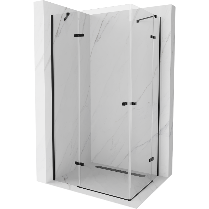 Mexen Roma Duo hinged shower cubicle 80 x 70 cm, Transparent, Black - 854-080-070-70-00-02