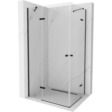 Mexen Roma Duo Swing Shower Enclosure 90 x 80 cm, Transparent, Black - 854-090-080-70-00-02