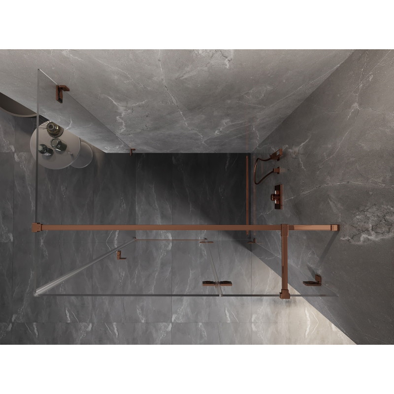 Mexen Lunar T right-hand hinged shower enclosure 90 x 100 cm, transparent, rose gold - 834T-090-100-60-00-P