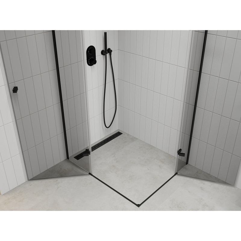 Mexen Roma Duo Swing Shower Enclosure 90 x 80 cm, Transparent, Black - 854-090-080-70-00-02