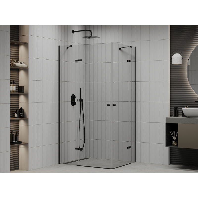 Mexen Roma Duo pivot shower enclosure 90 x 80 cm, transparent, black - 854-090-080-70-00-02