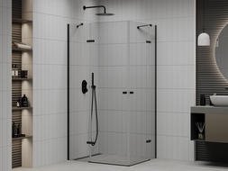 Mexen Roma Duo hinged shower cubicle 90 x 80 cm, Transparent, Black - 854-090-080-70-00-02