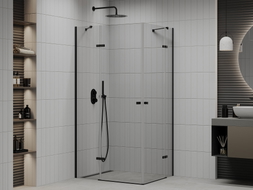 Mexen Roma Duo Swing Shower Enclosure 90 x 80 cm, Transparent, Black - 854-090-080-70-00-02