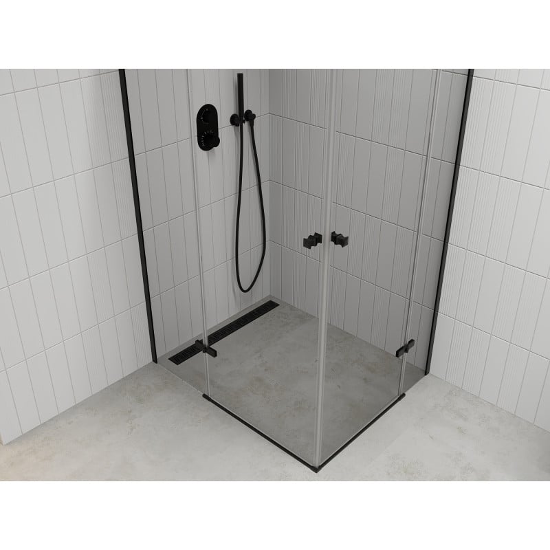 Mexen Roma Duo Swing Shower Enclosure 90 x 80 cm, Transparent, Black - 854-090-080-70-00-02