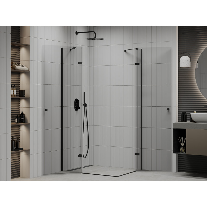 Mexen Roma Duo Shower Enclosure Hinged 100 x 90 cm, Transparent, Black - 854-100-090-70-00-02