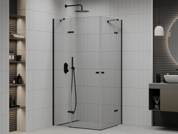 Mexen Roma Duo Shower Enclosure Hinged 100 x 90 cm, Transparent, Black - 854-100-090-70-00-02