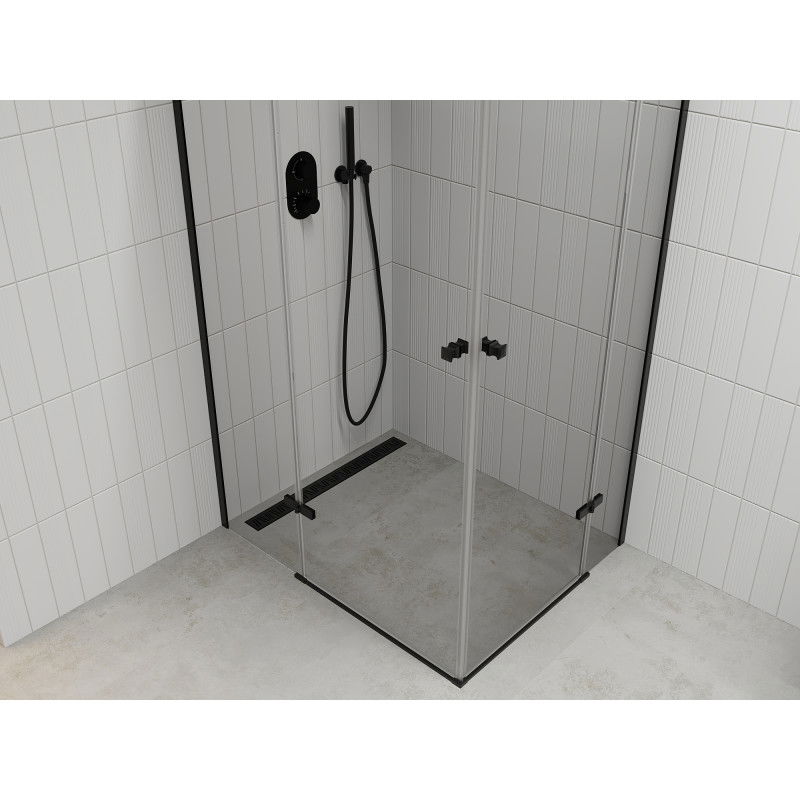 Mexen Roma Duo hinged shower cabin 100 x 90 cm, transparent, black - 854-100-090-70-00-02