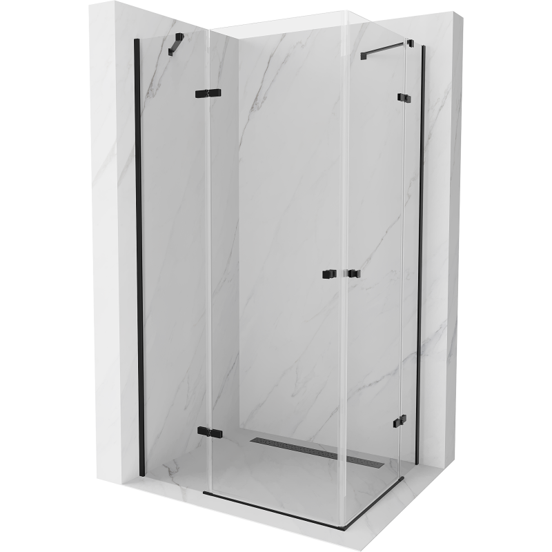 Mexen Roma Duo hinged shower cabin 100 x 90 cm, transparent, black - 854-100-090-70-00-02