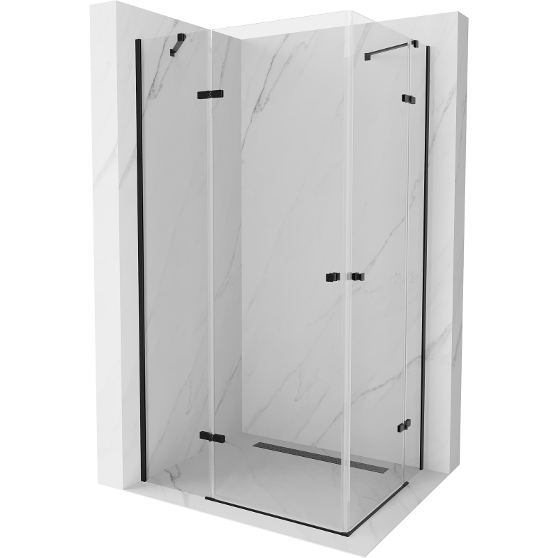 Mexen Roma Duo Shower Enclosure Hinged 100 x 90 cm, Transparent, Black - 854-100-090-70-00-02