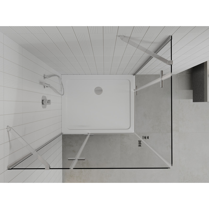 Mexen Roma Duo hinged shower cabin 80 x 70 cm, transparent, chrome + Flat tray - 854-080-070-01-02-4010