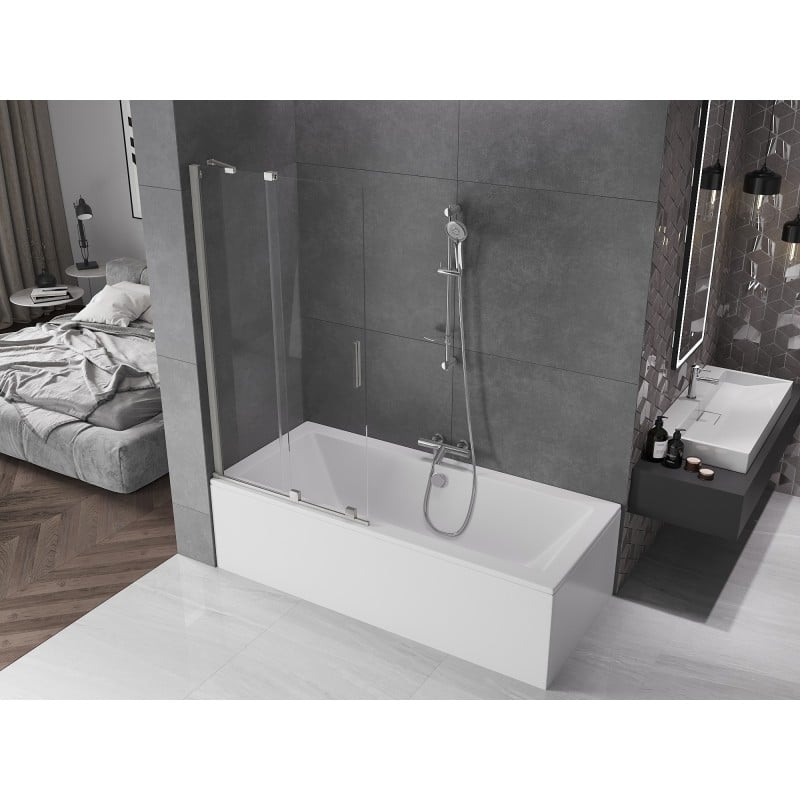 Mexen Velar 2-wing sliding bath screen 95 x 150 cm, transparent, brushed nickel - 896-095-000-01-97
