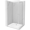 Mexen Roma Duo hinged shower cabin 80 x 70 cm, transparent, chrome + Flat tray - 854-080-070-01-02-4010