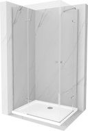 Mexen Roma Duo hinged shower cubicle 80 x 70 cm, Transparent, Chrome + shower tray Flat - 854-080-070-01-02-4010