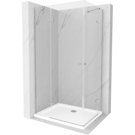 Mexen Roma Duo shower enclosure with hinged door 90 x 80 cm, transparent, chrome + Flat shower tray - 854-090-080-01-02-4010