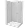 Mexen Roma Duo hinged shower cubicle 90 x 80 cm, Transparent, Chrome + shower tray Flat - 854-090-080-01-02-4010
