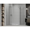 Mexen Roma Duo shower enclosure with hinged door 90 x 80 cm, transparent, chrome + Flat shower tray - 854-090-080-01-02-4010