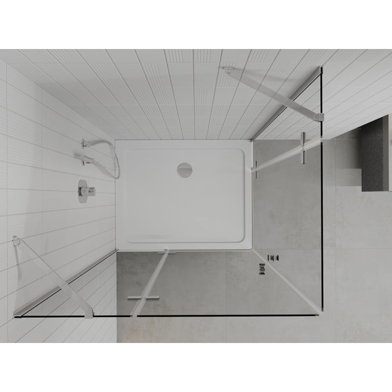 Mexen Roma Duo shower enclosure with hinged door 90 x 80 cm, transparent, chrome + Flat shower tray - 854-090-080-01-02-4010