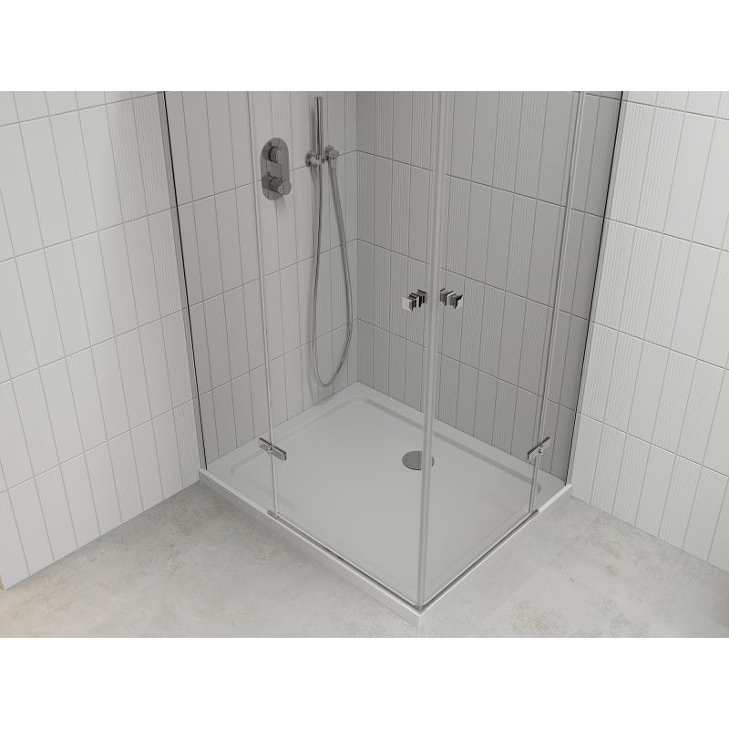 Mexen Roma Duo 100 x 90 cm Hinged Shower Enclosure, Transparent, Chrome + Flat Tray - 854-100-090-01-02-4010