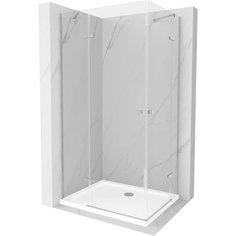 Mexen Roma Duo hinged shower cabin 100 x 90 cm, transparent, chrome + Flat shower tray - 854-100-090-01-02-4010