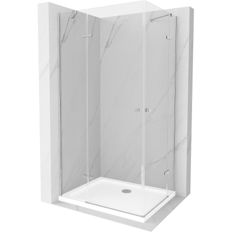 Mexen Roma Duo 100 x 90 cm Hinged Shower Enclosure, Transparent, Chrome + Flat Tray - 854-100-090-01-02-4010