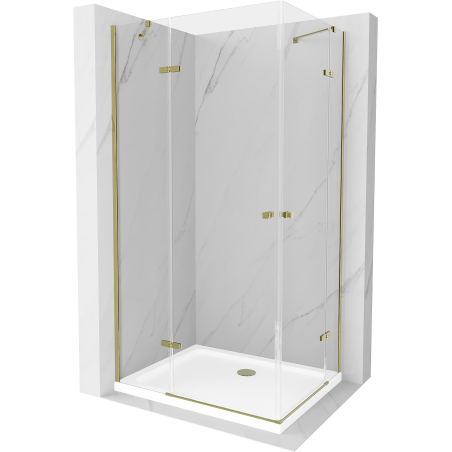 Mexen Roma Duo Hinged Shower Cabin 80 x 70 cm, Transparent, Gold + Flat Tray - 854-080-070-50-02-4010G