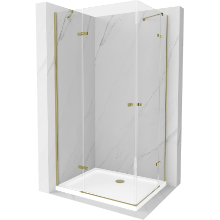 Mexen Roma Duo hinged shower cubicle 80 x 70 cm, Transparent, Gold + shower tray Flat - 854-080-070-50-02-4010G