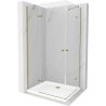 Mexen Roma Duo hinged shower cubicle 80 x 70 cm, Transparent, Gold + shower tray Flat - 854-080-070-50-02-4010G