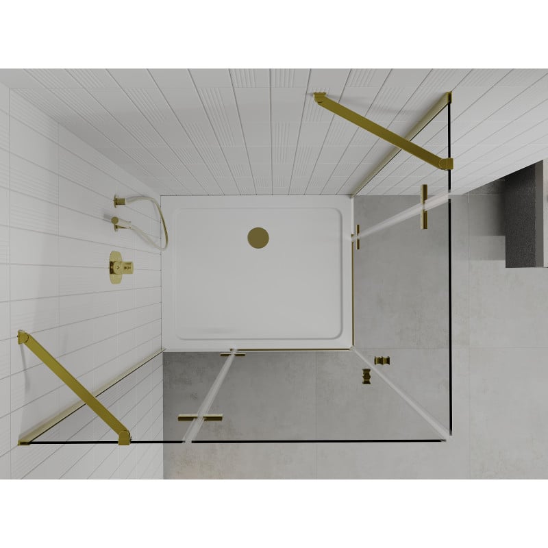 Mexen Roma Duo Hinged Shower Cabin 80 x 70 cm, Transparent, Gold + Flat Tray - 854-080-070-50-02-4010G