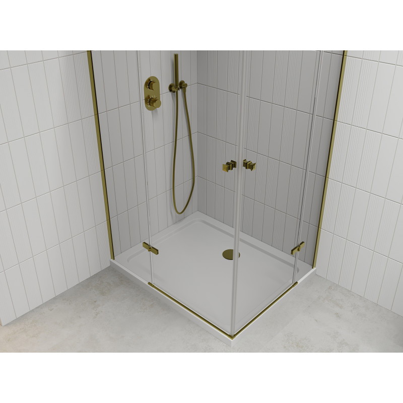 Mexen Roma Duo Hinged Shower Cabin 80 x 70 cm, Transparent, Gold + Flat Tray - 854-080-070-50-02-4010G