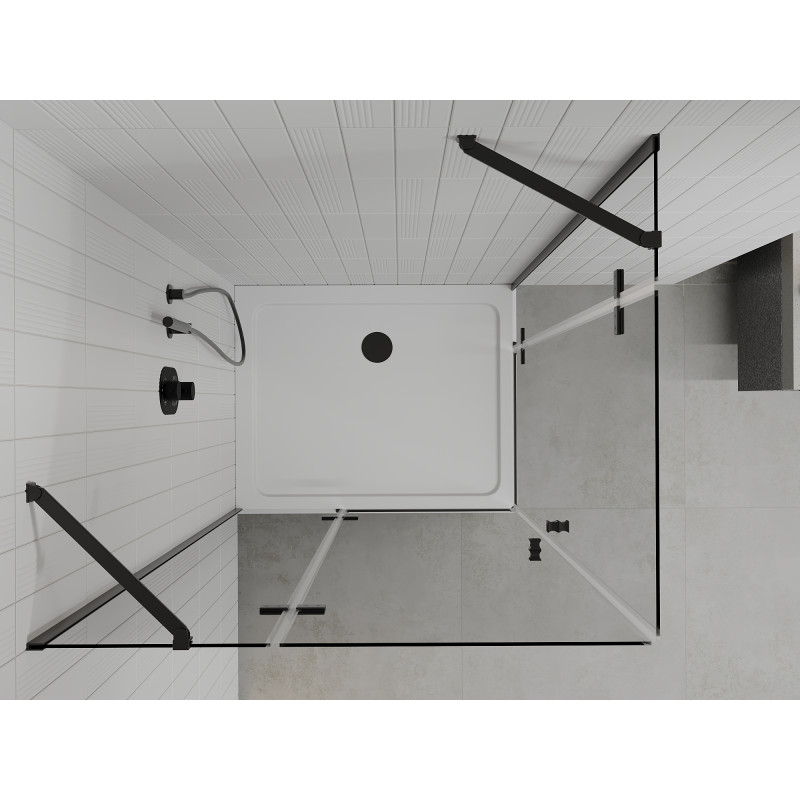 Mexen Roma Duo Hinged Shower Cabin 80 x 70 cm, Transparent, Black + Flat Tray - 854-080-070-70-02-4010B