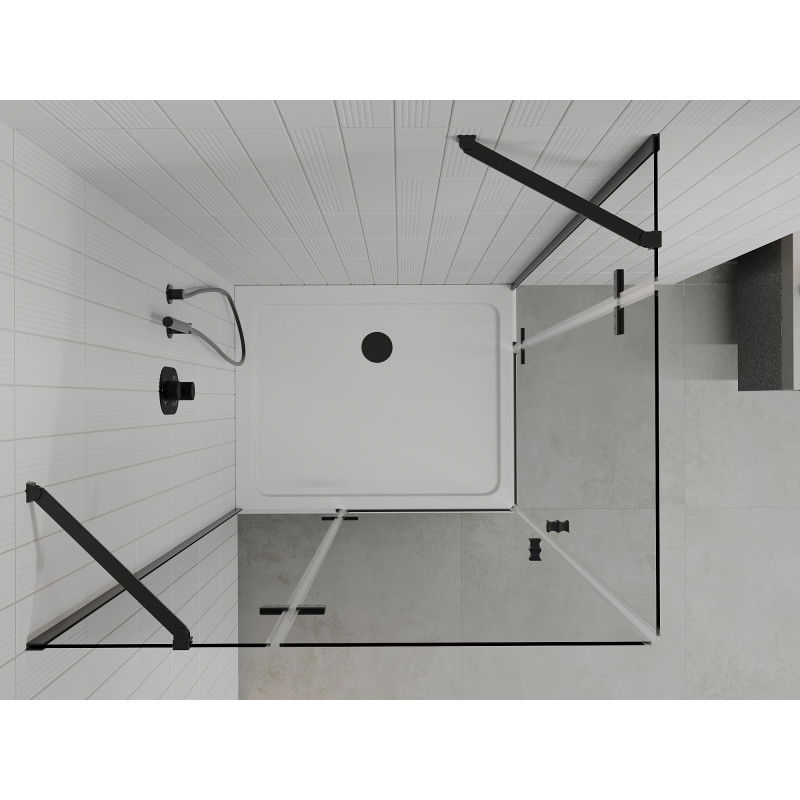 Mexen Roma Duo hinged shower enclosure 80 x 70 cm, transparent, black + Flat tray - 854-080-070-70-02-4010B