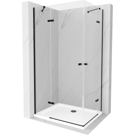 Mexen Roma Duo Swing Shower Enclosure 100 x 90 cm, Transparent, Black + Flat Shower Tray - 854-100-090-70-02-4010B