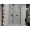 Mexen Roma Duo Swing Shower Enclosure 100 x 90 cm, Transparent, Black + Flat Shower Tray - 854-100-090-70-02-4010B