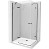 Mexen Roma Duo Hinged Shower Cabin 90 x 80 cm, Transparent, Black + Flat Shower Tray - 854-090-080-70-02-4010B