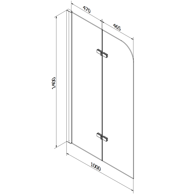 Mexen Felix 2-panel bath screen 100 x 140 cm, transparent, gold - 890-100-002-50-00
