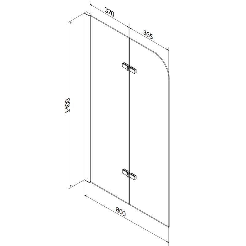 Mexen Cube rectangular bathtub 180 x 80 cm with enclosure and 2-wing screen 80 cm, transparent, chrome - 550518080X9008020100