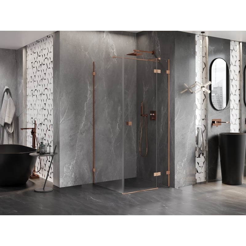 Mexen Lunar T right-hinged shower cabin 70 x 70 cm, transparent, brushed copper - 834T-070-070-65-00-P
