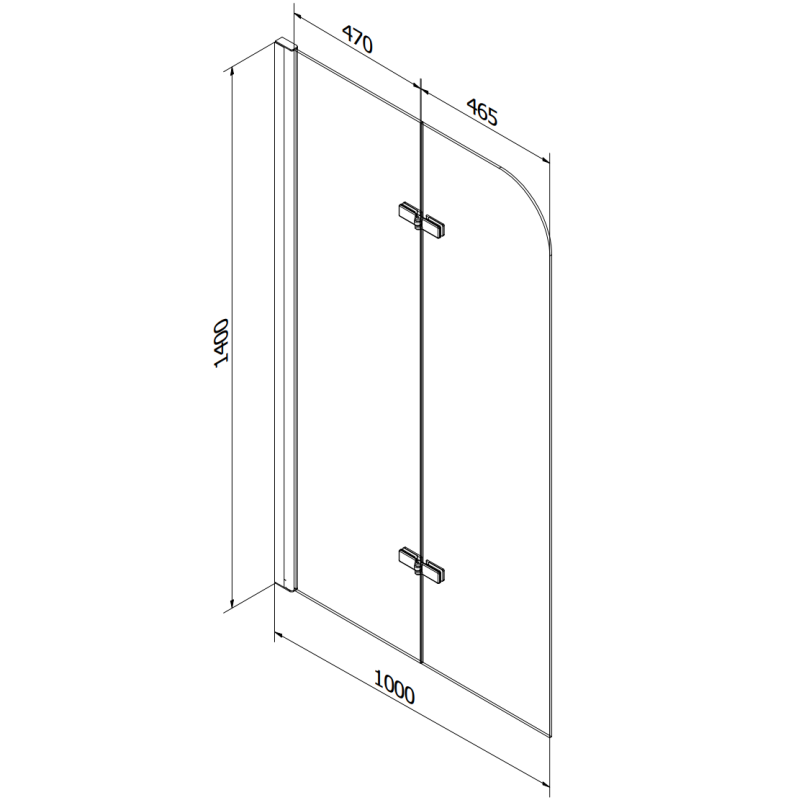Mexen Cubik 160 x 70 cm rectangular bathtub with enclosure and 2-panel screen 100 cm, transparent, chrome - 550316070X9010020100