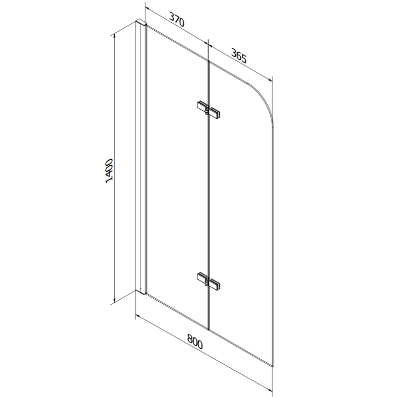 Mexen Cubik rectangular bathtub 170 x 70 cm with enclosure and 2-panel screen 80 cm, transparent, chrome - 550317070X9008020100