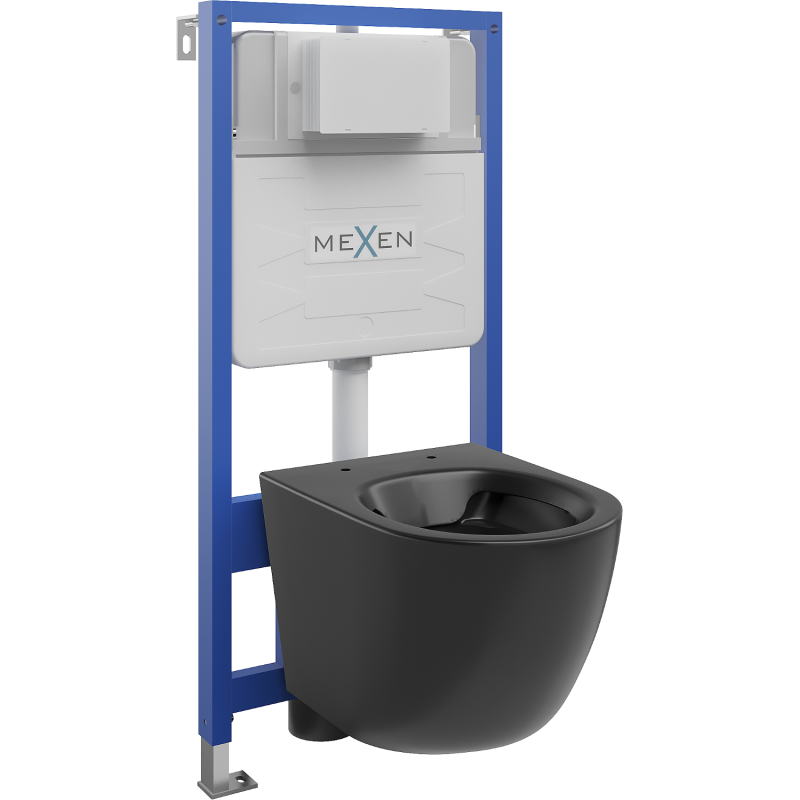 Mexen Concealed WC Set Fenix Slim Frame with Lena WC Bowl, Black Matte - 6103322XX85