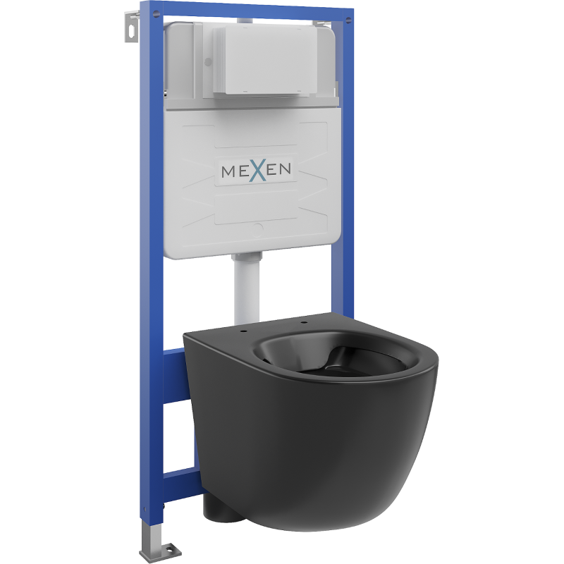 Mexen Lena WC Concealed Frame Set Fenix Slim with Toilet Bowl, Black Matte - 6103322XX85