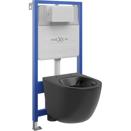 Mexen Concealed WC Set Fenix Slim Frame with Lena WC Bowl, Black Matte - 6103322XX85