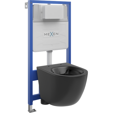 Mexen Lena WC Concealed Frame Set Fenix Slim with Toilet Bowl, Black Matte - 6103322XX85