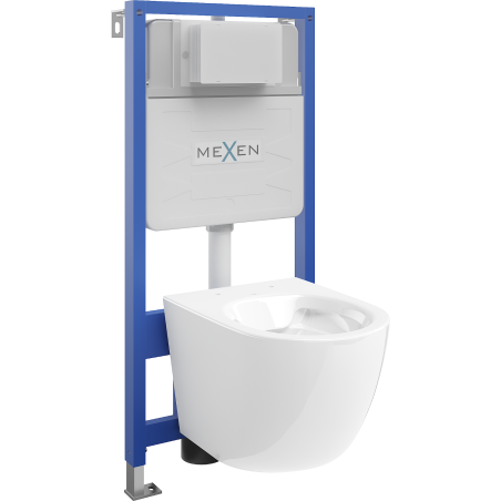 Mexen Lena Fenix Slim Concealed WC Frame Set with Toilet Bowl, High Gloss White - 6103322XX00
