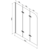 Mexen Cube rectangular bathtub 180 x 80 cm with panels and a 3-wing screen 120 cm, Transparent, Black - 550518080X9012037000