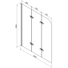 Mexen Cubik rectangular bathtub 170 x 70 cm with panels and a 3-wing screen 120 cm, Transparent, Black - 550317070X9012037000