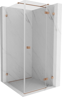 Mexen Lunar T right-side pivot shower enclosure 90 x 90 cm, transparent, brushed copper - 834T-090-090-65-00-P